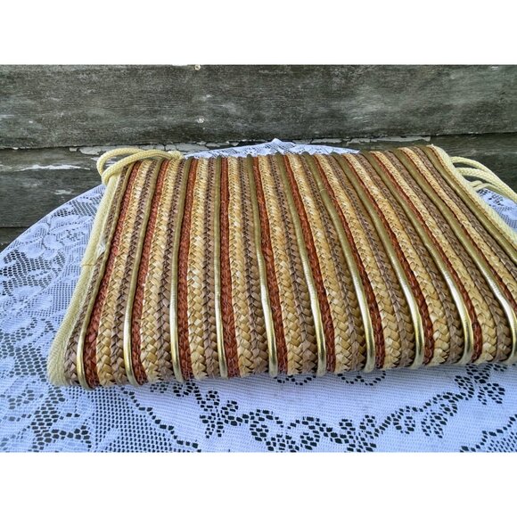 Vintage 1970s Woven Straw Crossbody Bag Purse Boho Retro - Picture 7 of 10